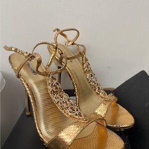 Celeste Gold Embellished Heels